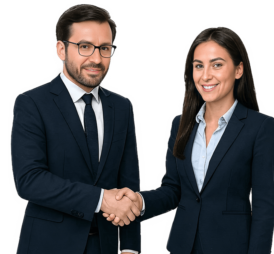 Two business professionals shaking hands