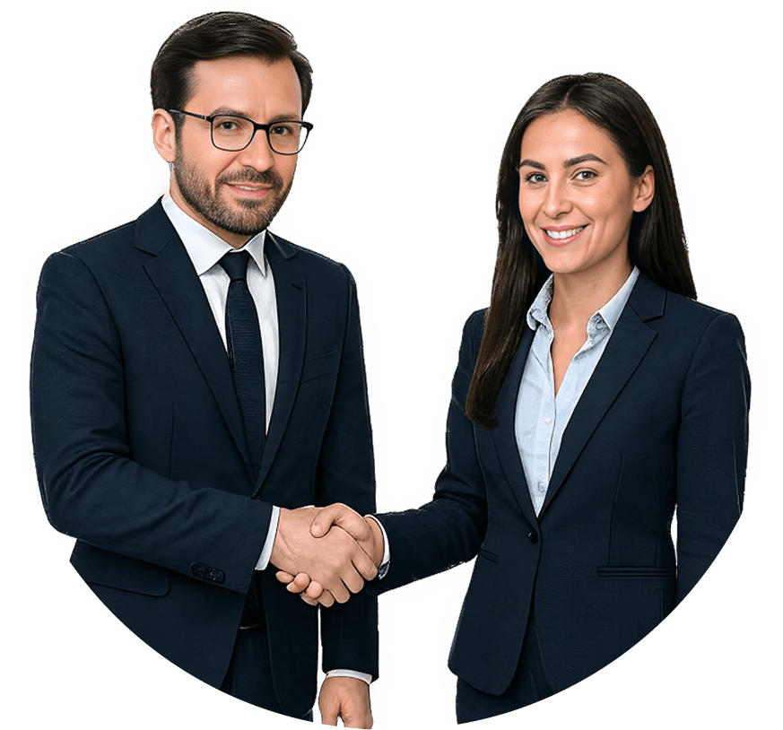 Two business professionals shaking hands